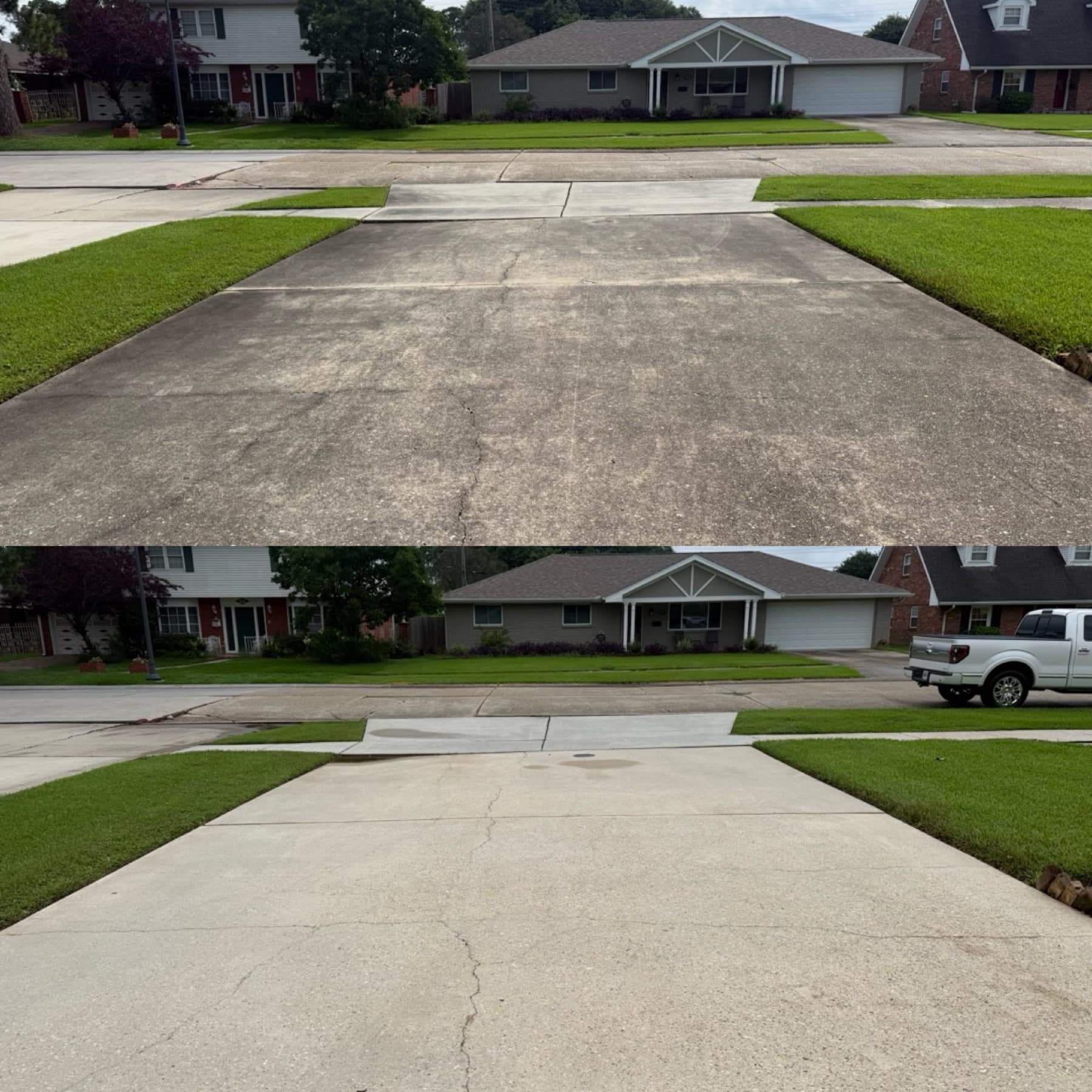 Gretna driveway before and after a surface clean